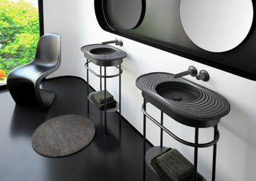 LAP PLUS - Vetro Freddo® console sink with towel rail by Glass Design - view 3